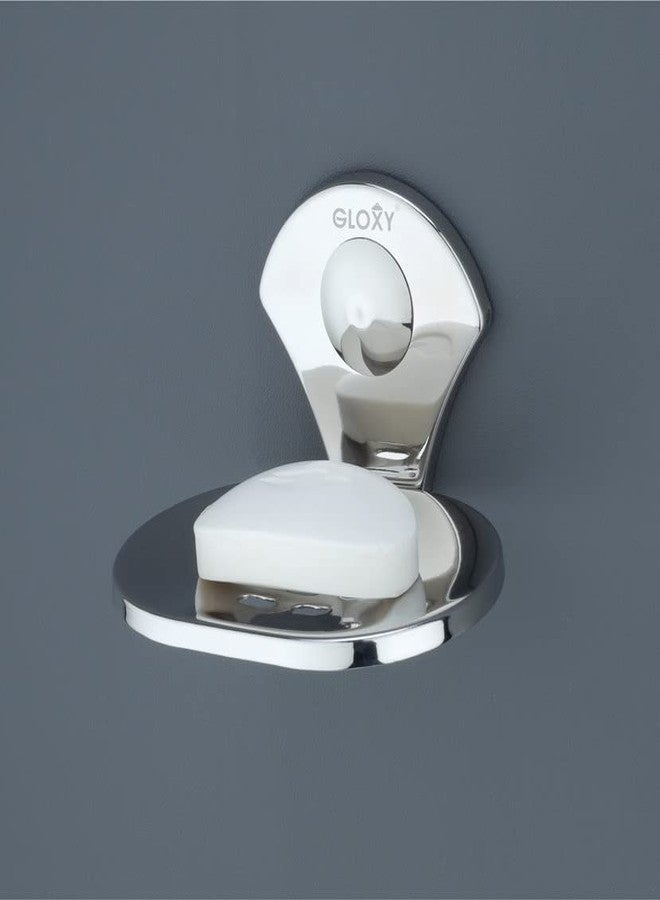 GLOXY ENTERPRISE Wall Mount Stainless Steel Oval Shape Single Soap Holder for Bathroom, Soap Stands for Bathroom Wall/Soap Tray for Bath Dish Bathroom Accessories and Fittings Rust Free - Image 1